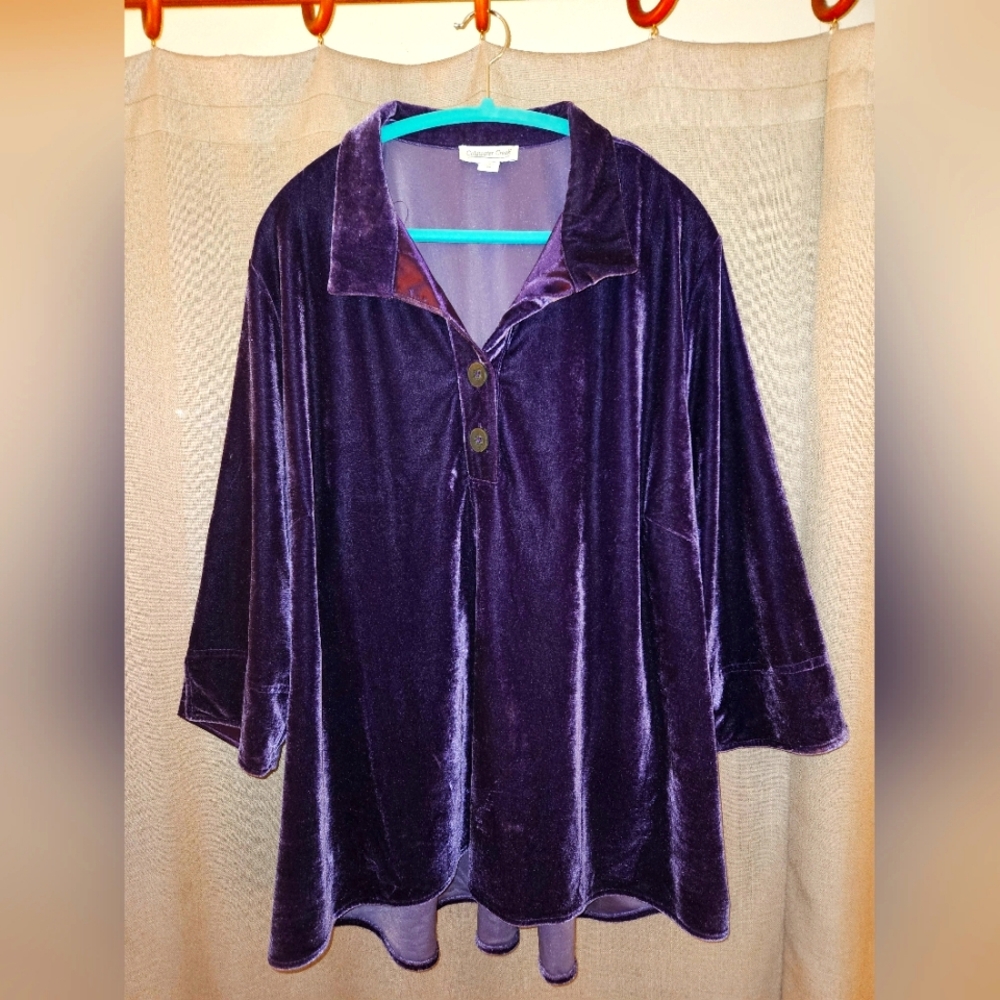 Coldwater Creek rich purple velvet shirt